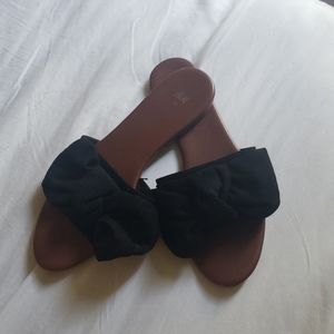 H&M Faux Suede Bow Slide Sandal